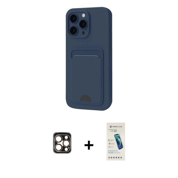 MARSİLYAN™- iPhone 16 Pro Max Kılıf Vadi Çizgi Prime - Şeffaf Pasifik Cam Ekran Koruyucu + PVD Metal Kamera Lens - GD