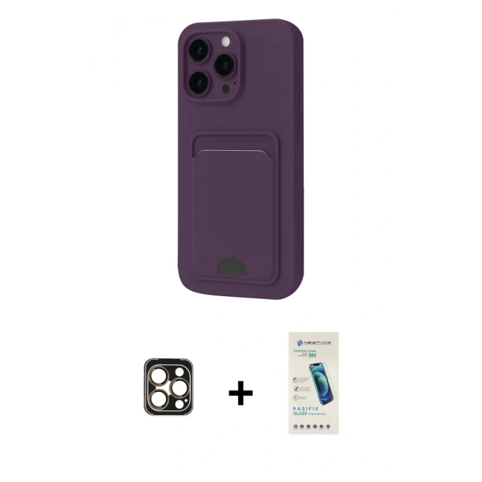 MARSİLYAN™- iPhone 16 Pro Max Kılıf Vadi Çizgi Prime - Şeffaf Pasifik Cam Ekran Koruyucu + PVD Metal Kamera Lens - GD