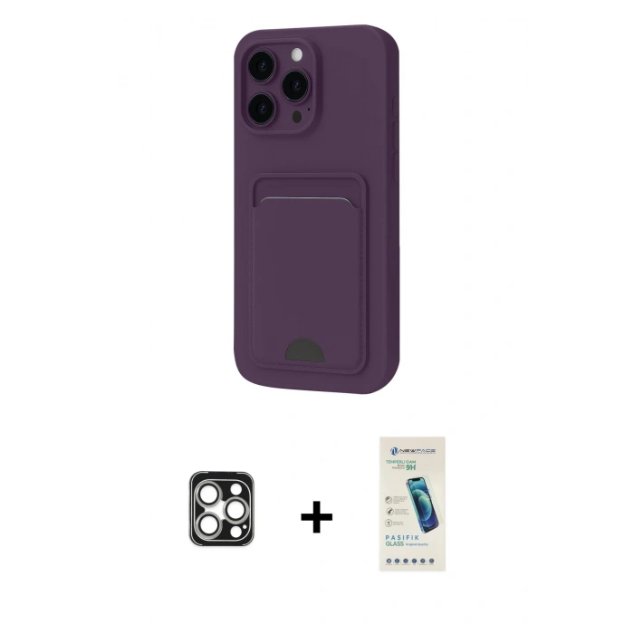 MARSİLYAN™- iPhone 16 Pro Max Kılıf Vadi Çizgi Prime - Şeffaf Pasifik Cam Ekran Koruyucu + PVD Metal Kamera Lens - GS