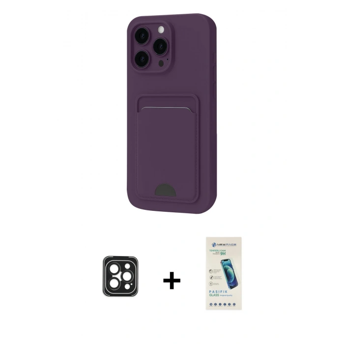MARSİLYAN™- iPhone 16 Pro Max Kılıf Vadi Çizgi Prime - Şeffaf Pasifik Cam Ekran Koruyucu + PVD Metal Kamera Lens - SH