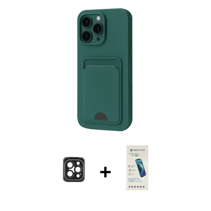 MARSİLYAN™- iPhone 16 Pro Max Kılıf Vadi Çizgi Prime - Şeffaf Pasifik Cam Ekran Koruyucu + PVD Metal Kamera Lens - SH