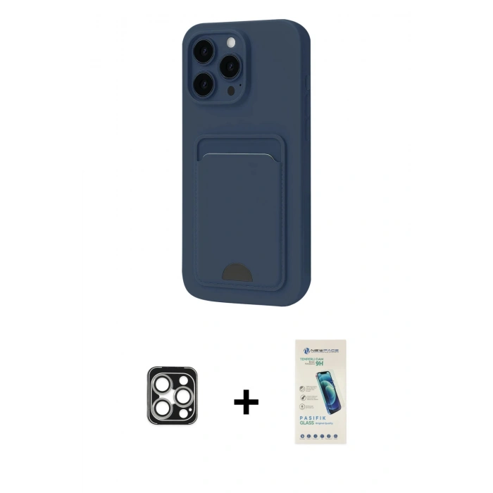 MARSİLYAN™- iPhone 16 Pro Max Kılıf Vadi Çizgi Prime - Şeffaf Pasifik Cam Ekran Koruyucu + PVD Metal Kamera Lens - GS