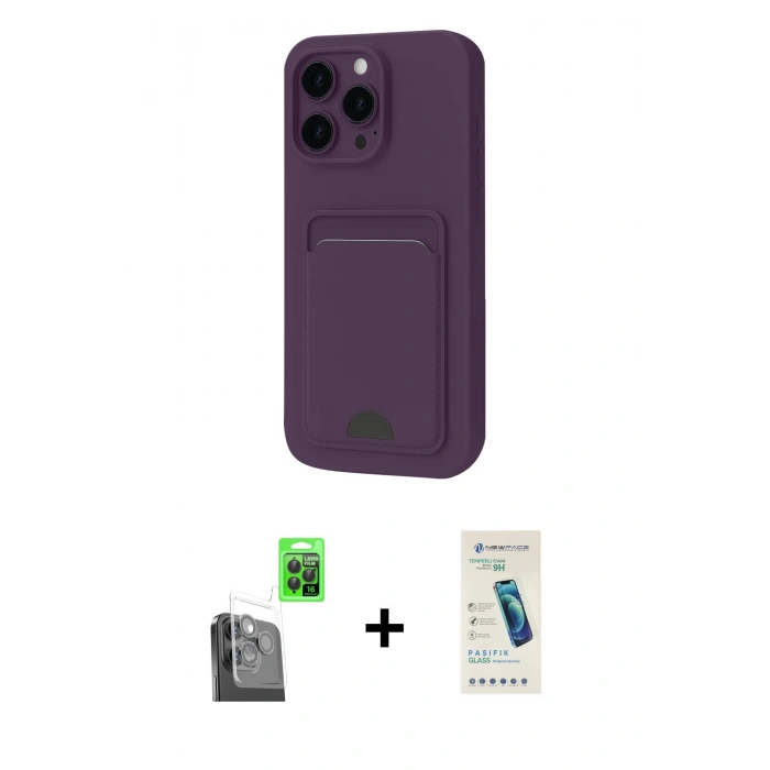 MARSİLYAN™- iPhone 16 Pro Max Kılıf Vadi Çizgi Prime - Şeffaf Pasifik Cam Ekran Koruyucu + Raze Metal Kamera Lens - SH