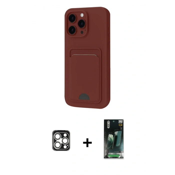 MARSİLYAN™- iPhone 16 Pro Max Kılıf Vadi Çizgi Prime - Siyah 360 Mat Full Body Arka Koruyucu + Gümüş PVD Metal Kamera Lens