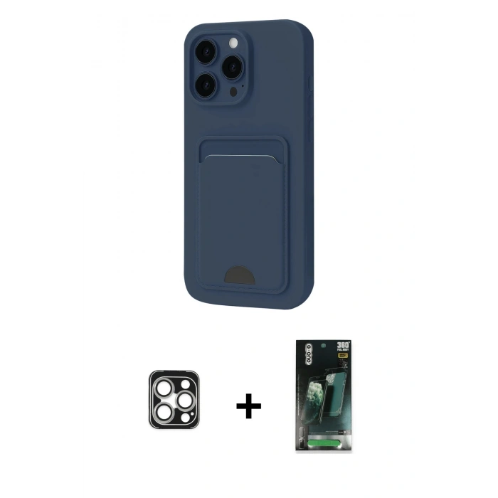 MARSİLYAN™- iPhone 16 Pro Max Kılıf Vadi Çizgi Prime - Siyah 360 Mat Full Body Arka Koruyucu + Gümüş PVD Metal Kamera Lens