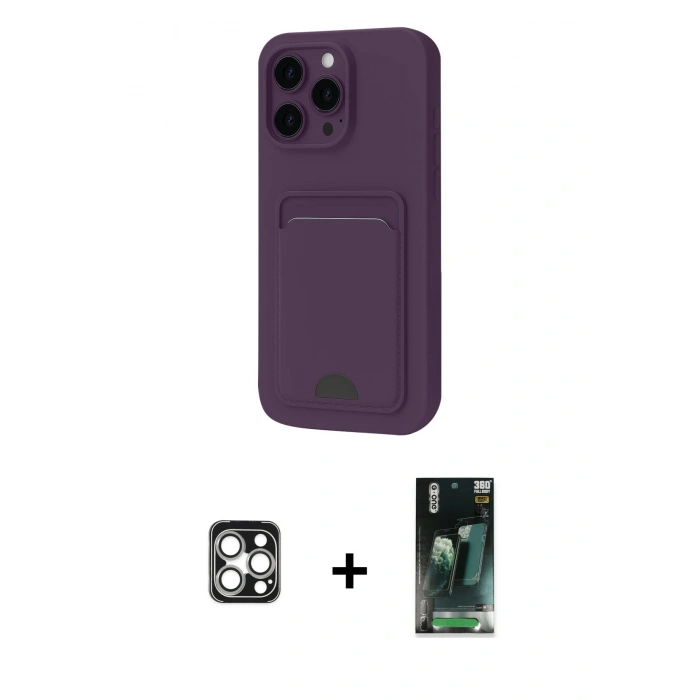 MARSİLYAN™- iPhone 16 Pro Max Kılıf Vadi Çizgi Prime - Siyah 360 Mat Full Body Arka Koruyucu + Gümüş PVD Metal Kamera Lens