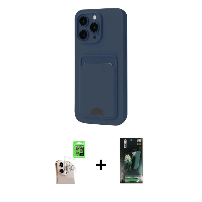 MARSİLYAN™- iPhone 16 Pro Max Kılıf Vadi Çizgi Prime - Siyah 360 Mat Full Body Arka Koruyucu + Raze Metal Kamera Lens - NLGY