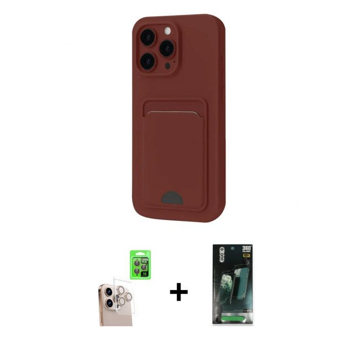 MARSİLYAN™- iPhone 16 Pro Max Kılıf Vadi Çizgi Prime - Siyah 360 Mat Full Body Arka Koruyucu + Raze Metal Kamera Lens - NLGY