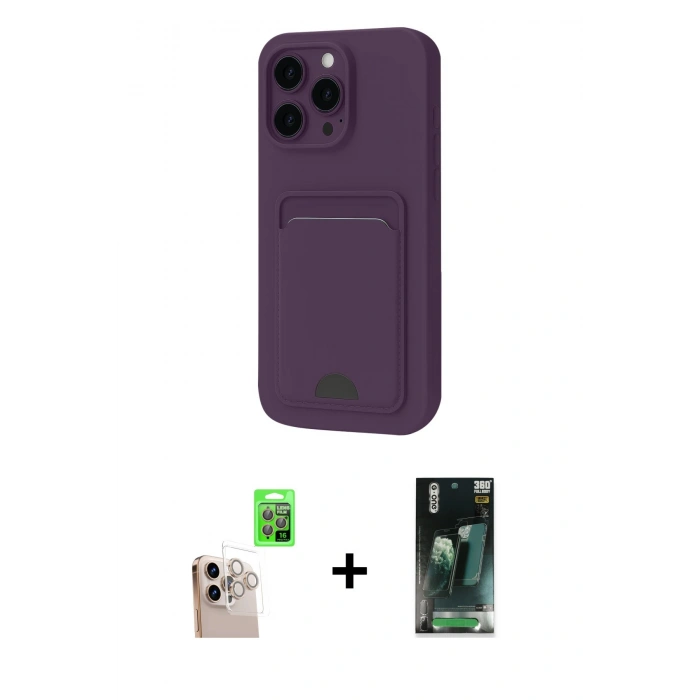 MARSİLYAN™- iPhone 16 Pro Max Kılıf Vadi Çizgi Prime - Siyah 360 Mat Full Body Arka Koruyucu + Raze Metal Kamera Lens - NLGY