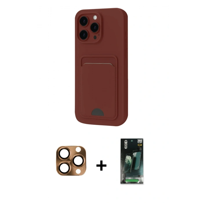 MARSİLYAN™- iPhone 16 Pro Max Kılıf Vadi Çizgi Prime - Siyah 360 Mat Full Body Arka Koruyucu + Pers Alüminyum Kamera Lens - CLTM
