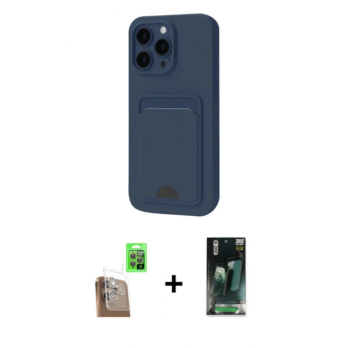 MARSİLYAN™- iPhone 16 Pro Max Kılıf Vadi Çizgi Prime - Siyah 360 Mat Full Body Arka Koruyucu + Raze Metal Kamera Lens - CLTM