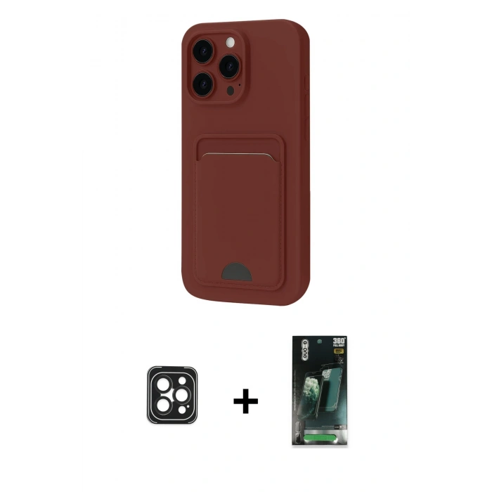 MARSİLYAN™- iPhone 16 Pro Max Kılıf Vadi Çizgi Prime - Siyah 360 Mat Full Body Arka Koruyucu + PVD Metal Kamera Lens - SH