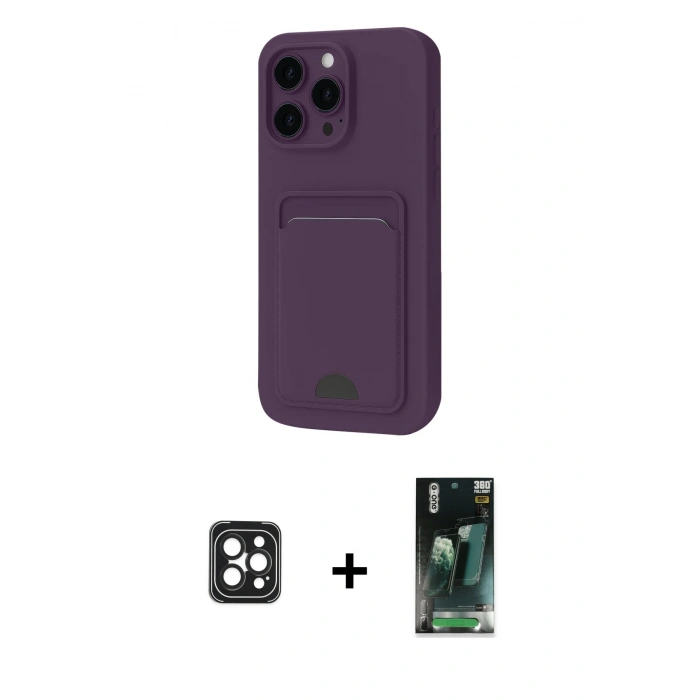 MARSİLYAN™- iPhone 16 Pro Max Kılıf Vadi Çizgi Prime - Siyah 360 Mat Full Body Arka Koruyucu + PVD Metal Kamera Lens - SH