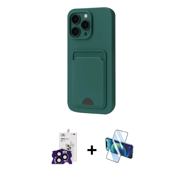 MARSİLYAN™- iPhone 16 Pro Max Kılıf Vadi Çizgi Prime - Siyah 3D Antistatik Cam Ekran Koruyucu + Bilvis Titan Kamera Lens - SH