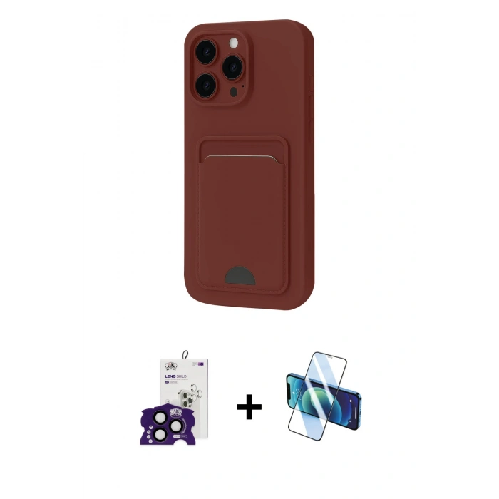 MARSİLYAN™- iPhone 16 Pro Max Kılıf Vadi Çizgi Prime - Siyah 3D Antistatik Cam Ekran Koruyucu + Bilvis Titan Kamera Lens - SH