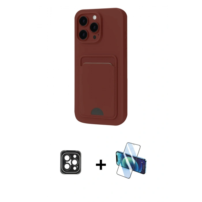 MARSİLYAN™- iPhone 16 Pro Max Kılıf Vadi Çizgi Prime - Siyah 3D Antistatik Cam Ekran Koruyucu + PVD Metal Kamera Lens - SH