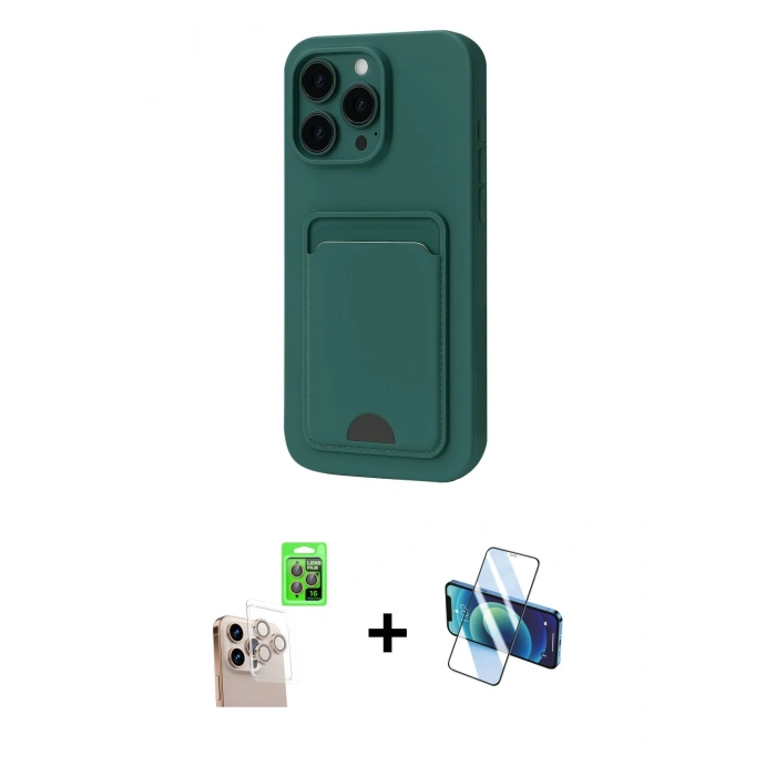 MARSİLYAN™- iPhone 16 Pro Max Kılıf Vadi Çizgi Prime - Siyah 3D Antistatik Cam Ekran Koruyucu + Raze Metal Kamera Lens - NLGY