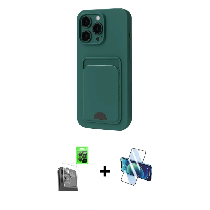 MARSİLYAN™- iPhone 16 Pro Max Kılıf Vadi Çizgi Prime - Siyah 3D Antistatik Cam Ekran Koruyucu + Raze Metal Kamera Lens - SH