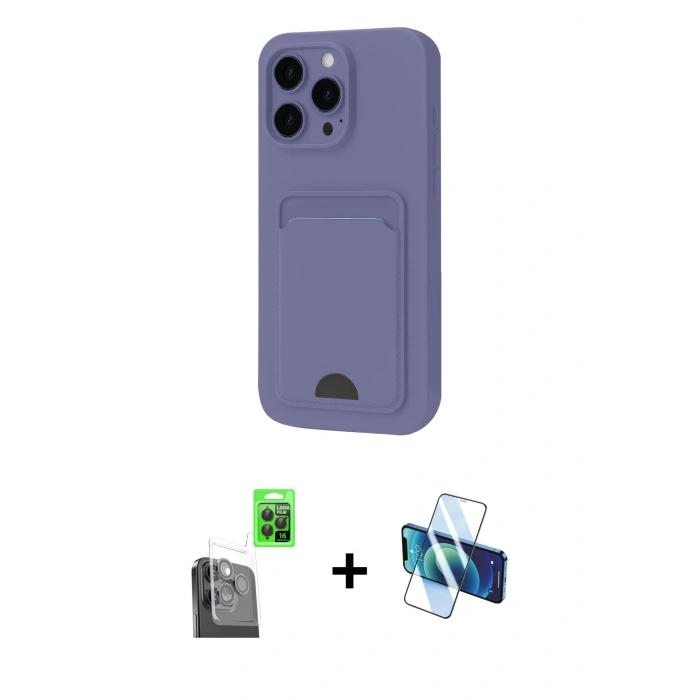 MARSİLYAN™- iPhone 16 Pro Max Kılıf Vadi Çizgi Prime - Siyah 3D Antistatik Cam Ekran Koruyucu + Raze Metal Kamera Lens - SH