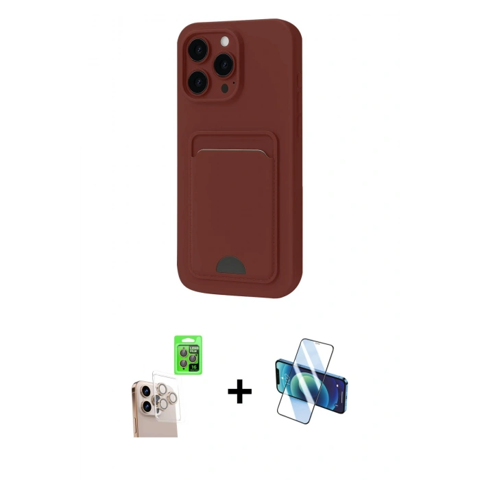 MARSİLYAN™- iPhone 16 Pro Max Kılıf Vadi Çizgi Prime - Siyah 3D Antistatik Cam Ekran Koruyucu + Raze Metal Kamera Lens - NLGY
