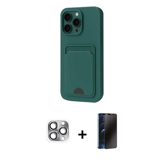 MARSİLYAN™- iPhone 16 Pro Max Kılıf Vadi Çizgi Prime - Siyah 3D Antistatik Hayalet Cam Ekran Koruyucu + Pers Alüminyum Kamera Lens - GI