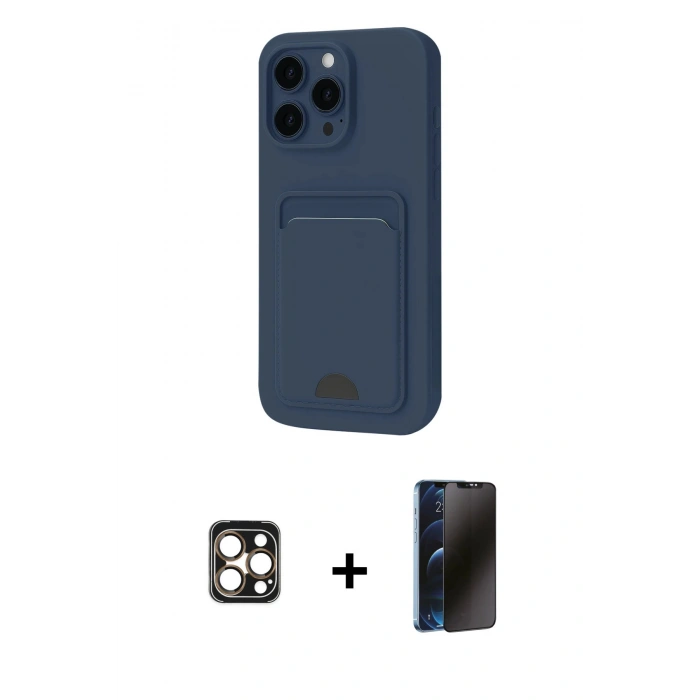 MARSİLYAN™- iPhone 16 Pro Max Kılıf Vadi Çizgi Prime - Siyah 3D Antistatik Hayalet Cam Ekran Koruyucu + PVD Metal Kamera Lens - GD