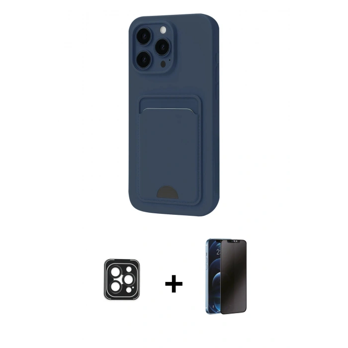 MARSİLYAN™- iPhone 16 Pro Max Kılıf Vadi Çizgi Prime - Siyah 3D Antistatik Hayalet Cam Ekran Koruyucu + PVD Metal Kamera Lens - SH