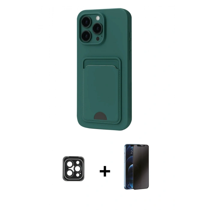 MARSİLYAN™- iPhone 16 Pro Max Kılıf Vadi Çizgi Prime - Siyah 3D Antistatik Hayalet Cam Ekran Koruyucu + PVD Metal Kamera Lens - SH