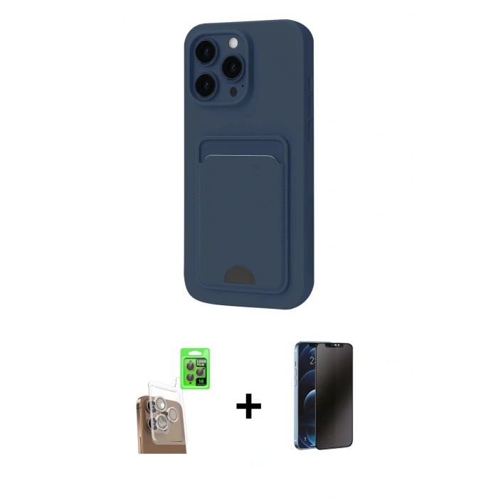 MARSİLYAN™- iPhone 16 Pro Max Kılıf Vadi Çizgi Prime - Siyah 3D Antistatik Hayalet Cam Ekran Koruyucu + Raze Metal Kamera Lens - CLTM
