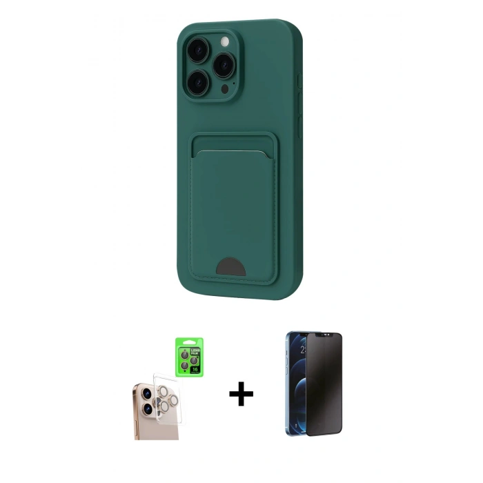 MARSİLYAN™- iPhone 16 Pro Max Kılıf Vadi Çizgi Prime - Siyah 3D Antistatik Hayalet Cam Ekran Koruyucu + Raze Metal Kamera Lens - NLGY