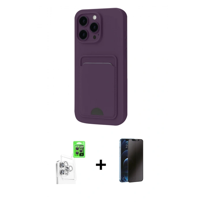 MARSİLYAN™- iPhone 16 Pro Max Kılıf Vadi Çizgi Prime - Siyah 3D Antistatik Hayalet Cam Ekran Koruyucu + Raze Metal Kamera Lens - BZ