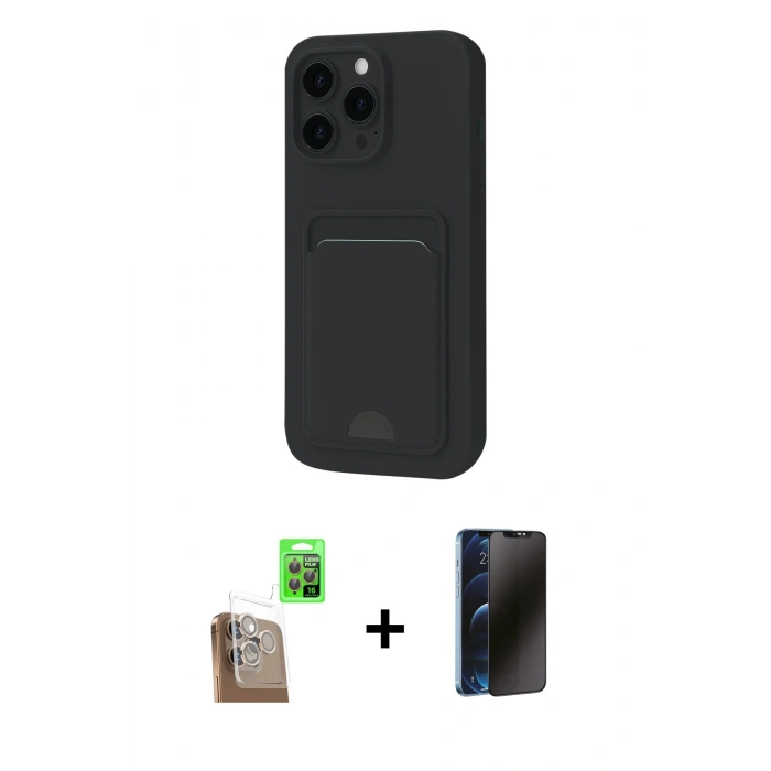 MARSİLYAN™- iPhone 16 Pro Max Kılıf Vadi Çizgi Prime - Siyah 3D Antistatik Hayalet Cam Ekran Koruyucu + Raze Metal Kamera Lens - CLTM
