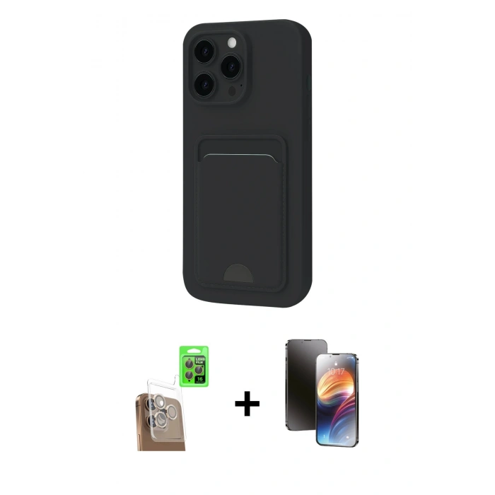 MARSİLYAN™- iPhone 16 Pro Max Kılıf Vadi Çizgi Prime - Siyah 3D Antistatik Mat Seramik Nano Ekran Koruyucu + Raze Metal Kamera Lens - CLTM