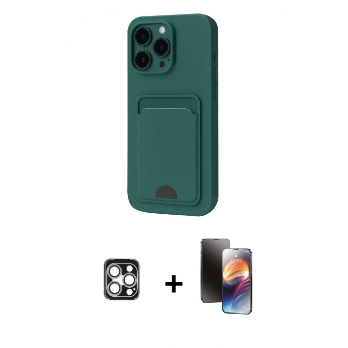 MARSİLYAN™- iPhone 16 Pro Max Kılıf Vadi Çizgi Prime - Siyah 3D Antistatik Mat Seramik Nano Ekran Koruyucu + PVD Metal Kamera Lens - GS