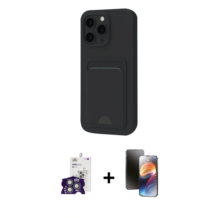 MARSİLYAN™- iPhone 16 Pro Max Kılıf Vadi Çizgi Prime - Siyah 3D Antistatik Mat Seramik Nano Ekran Koruyucu + Bilvis Titan Kamera Lens - GS