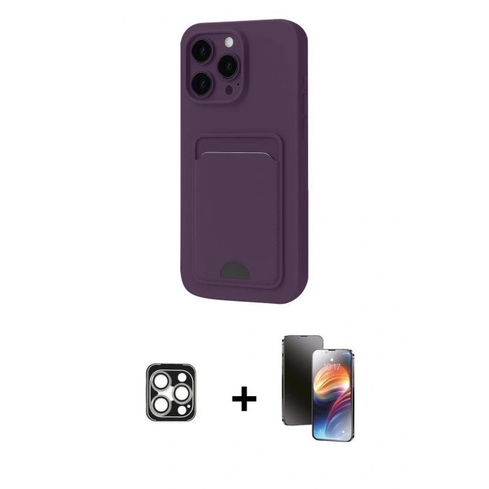 MARSİLYAN™- iPhone 16 Pro Max Kılıf Vadi Çizgi Prime - Siyah 3D Antistatik Mat Seramik Nano Ekran Koruyucu + Gümüş PVD Metal Kamera Lens