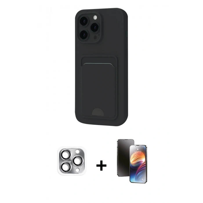 MARSİLYAN™- iPhone 16 Pro Max Kılıf Vadi Çizgi Prime - Siyah 3D Antistatik Mat Seramik Nano Ekran Koruyucu + Pers Alüminyum Kamera Lens - GI