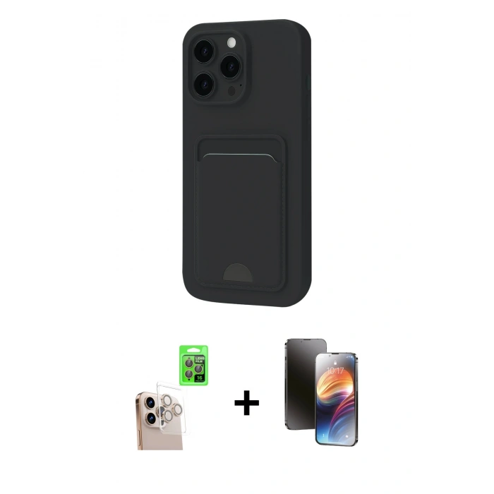 MARSİLYAN™- iPhone 16 Pro Max Kılıf Vadi Çizgi Prime - Siyah 3D Antistatik Mat Seramik Nano Ekran Koruyucu + Raze Metal Kamera Lens - NLGY