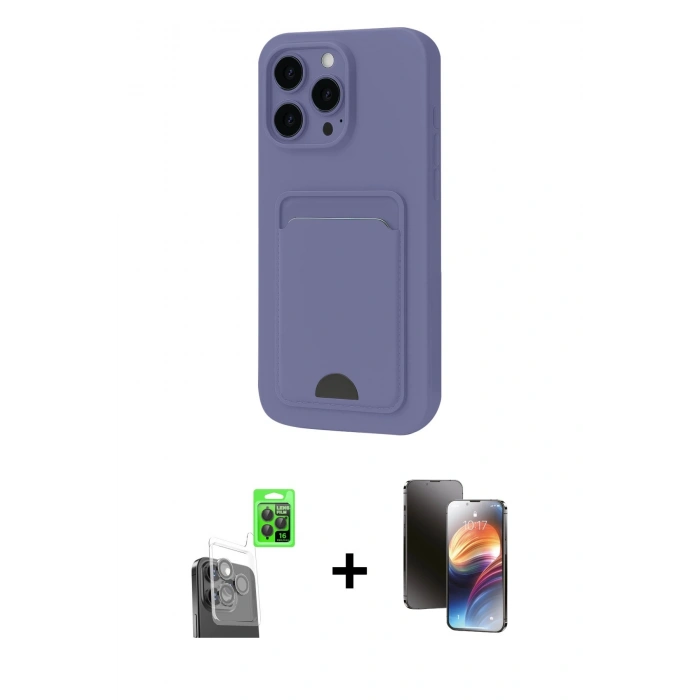 MARSİLYAN™- iPhone 16 Pro Max Kılıf Vadi Çizgi Prime - Siyah 3D Antistatik Mat Seramik Nano Ekran Koruyucu + Siyah Raze Metal Kamera Lens