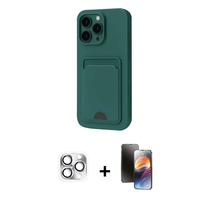 MARSİLYAN™- iPhone 16 Pro Max Kılıf Vadi Çizgi Prime - Siyah 3D Antistatik Mat Seramik Nano Ekran Koruyucu + Gümüş Pers Alüminyum Kamera Lens