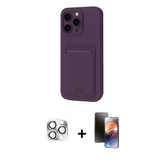 MARSİLYAN™- iPhone 16 Pro Max Kılıf Vadi Çizgi Prime - Siyah 3D Antistatik Mat Seramik Nano Ekran Koruyucu + Gümüş Pers Alüminyum Kamera Lens