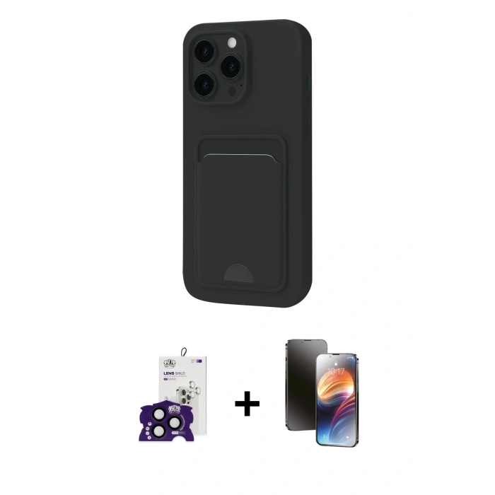 MARSİLYAN™- iPhone 16 Pro Max Kılıf Vadi Çizgi Prime - Siyah 3D Antistatik Mat Seramik Nano Ekran Koruyucu + Bilvis Titan Kamera Lens - SH