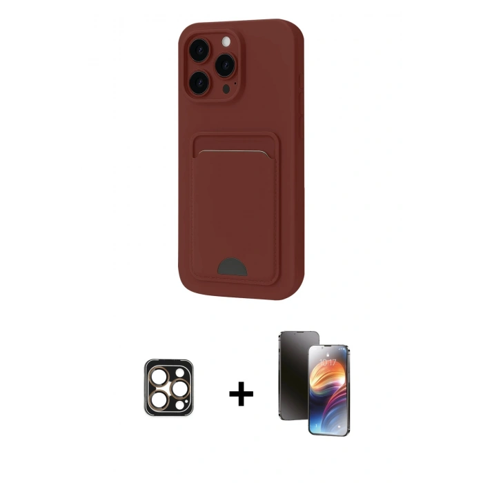 MARSİLYAN™- iPhone 16 Pro Max Kılıf Vadi Çizgi Prime - Siyah 3D Antistatik Mat Seramik Nano Ekran Koruyucu + PVD Metal Kamera Lens - GD