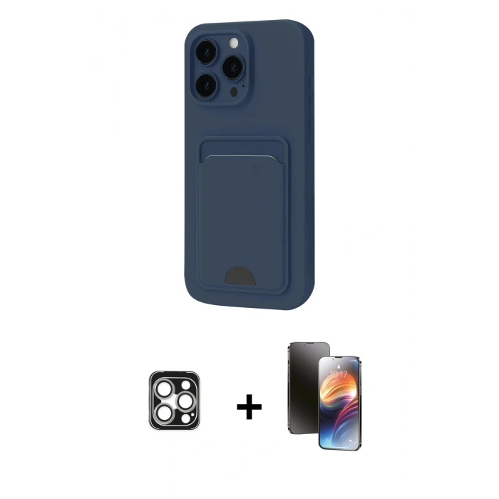 MARSİLYAN™- iPhone 16 Pro Max Kılıf Vadi Çizgi Prime - Siyah 3D Antistatik Mat Seramik Nano Ekran Koruyucu + PVD Metal Kamera Lens - GS