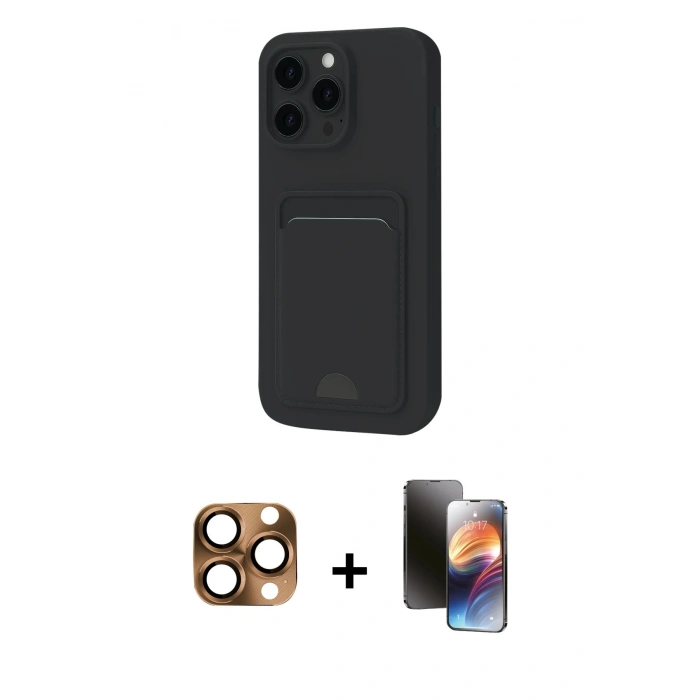 MARSİLYAN™- iPhone 16 Pro Max Kılıf Vadi Çizgi Prime - Siyah 3D Antistatik Mat Seramik Nano Ekran Koruyucu + Pers Alüminyum Kamera Lens - CLTM