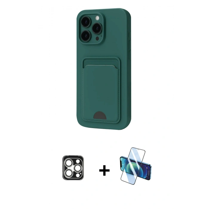 MARSİLYAN™- iPhone 16 Pro Max Kılıf Vadi Çizgi Prime - Siyah 3D Antistatik Seramik Nano Ekran Koruyucu + Gümüş PVD Metal Kamera Lens
