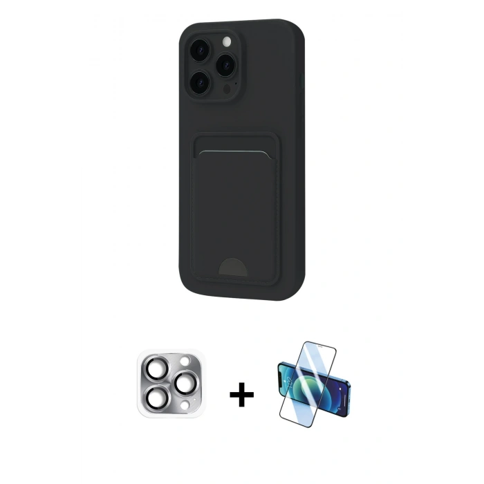 MARSİLYAN™- iPhone 16 Pro Max Kılıf Vadi Çizgi Prime - Siyah 3D Antistatik Seramik Nano Ekran Koruyucu + Pers Alüminyum Kamera Lens - GI