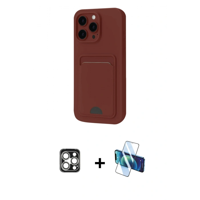 MARSİLYAN™- iPhone 16 Pro Max Kılıf Vadi Çizgi Prime - Siyah 3D Antistatik Seramik Nano Ekran Koruyucu + Gümüş PVD Metal Kamera Lens