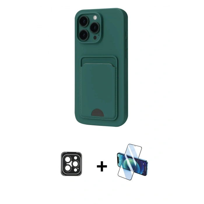 MARSİLYAN™- iPhone 16 Pro Max Kılıf Vadi Çizgi Prime - Siyah 3D Antistatik Seramik Nano Ekran Koruyucu + PVD Metal Kamera Lens - SH