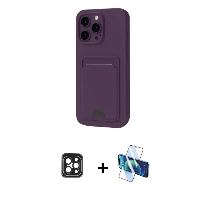 MARSİLYAN™- iPhone 16 Pro Max Kılıf Vadi Çizgi Prime - Siyah 3D Antistatik Seramik Nano Ekran Koruyucu + PVD Metal Kamera Lens - SH
